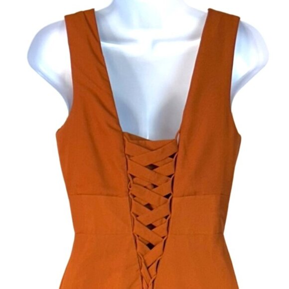 Pomuyoo Milani Orange High Low Sleeveless V-Neck Chiffon Bridesmaid Dress Size 4 - Picture 6 of 9